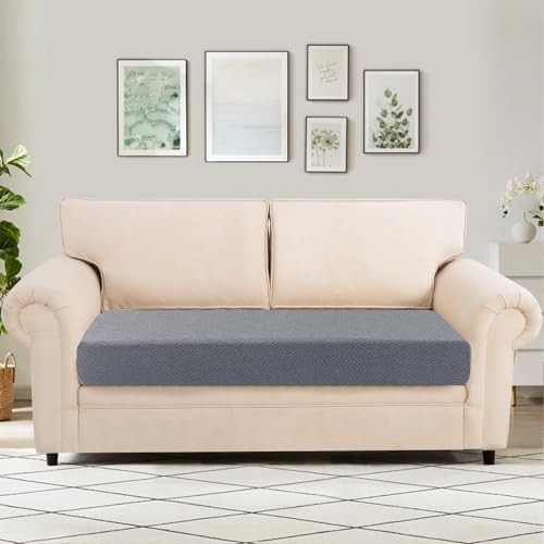SearchI Stretch Jacquard Sofa Cushion Covers Medium Grey