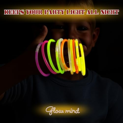 800 Ultra Bright Glow Sticks 8 Inch Party Pack with Bracelets and Necklaces