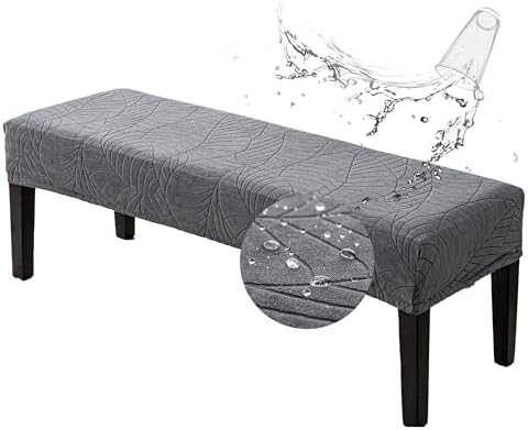 Genina Stretch Jacquard Dining Bench Cover - Dark Gray 1