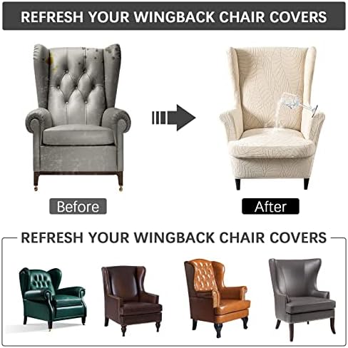 Waterproof Wingback Chair Cover 2 Piece Set