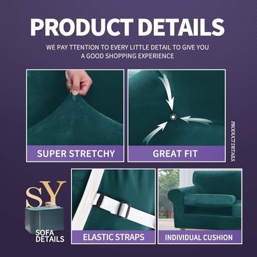 ZNSAYOTX Velvet Chair Slipcovers with Arms 2 Piece