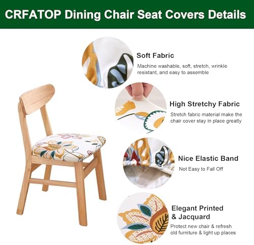CRFATOP Waterproof Dining Chair Seat Covers Set of 4