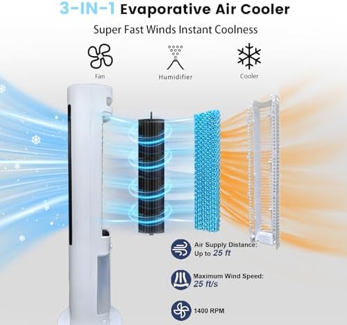 TMYICE 3-in-1 Windowless Portable Air Cooler with Remote Control