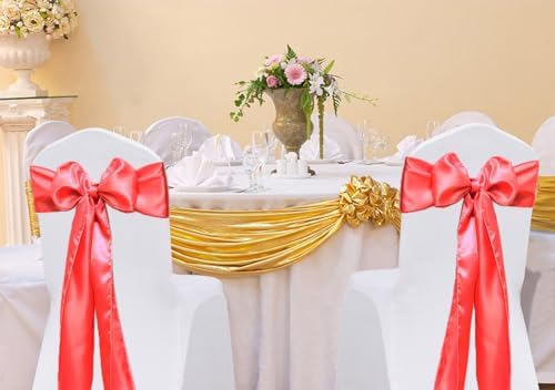 50 Piece Satin Red Chair Bows for Weddings and Events