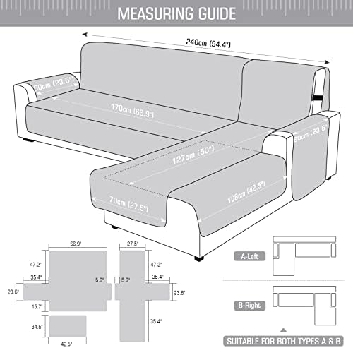 TAOCOCO Large Reversible L Shaped Sofa Covers 3pcs Waterproof Sectional Couch Protection