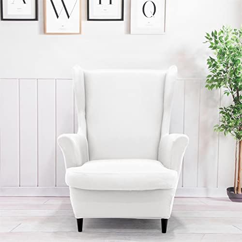 NILUOH 2-Piece Wingback Chair Cover with Elastic Bottom