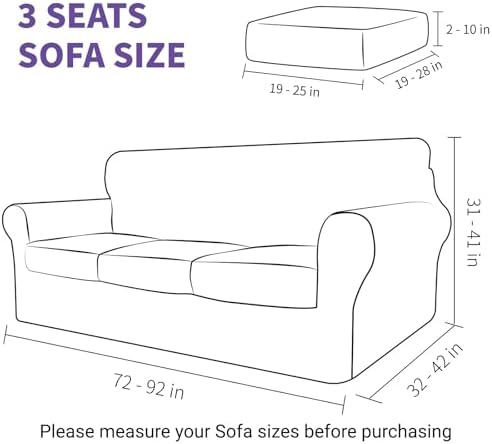 Luxury Velvet Sofa Slipcover 4 Piece Set Grey