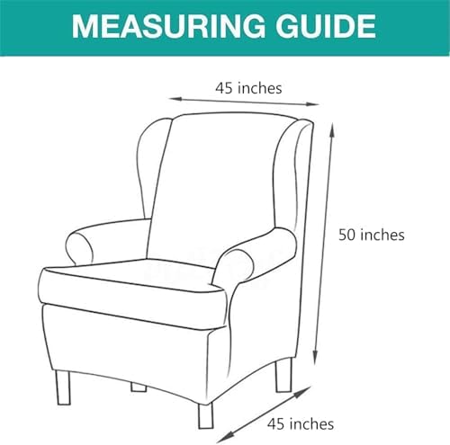 NILUOH 2-Piece Wingback Chair Cover with Elastic Bottom