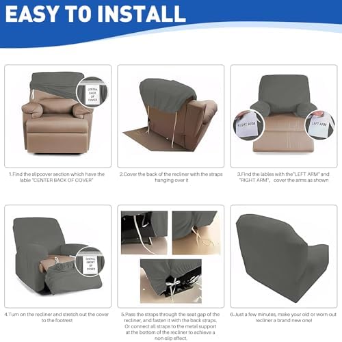 MAXIJIN Velvet 4-Piece Recliner Slipcover Set