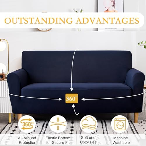 YOUR MOON Stretch Sofa Cover Slipcover for Single Sofa Dark Blue