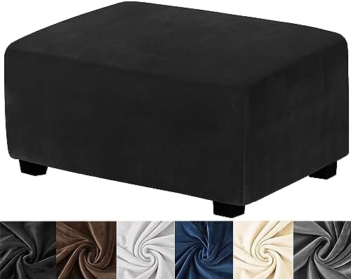 HFCNMY Velvet Rectangle Ottoman Cover Black Medium