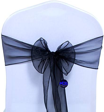 MDS Pack of 100 Black Organza Chair Sashes