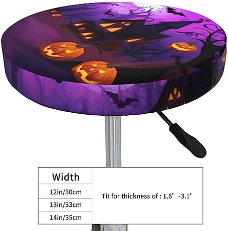 Ouqiuwa Halloween Pumpkin Bar Stool Covers Round Soft Cushion 14 inch