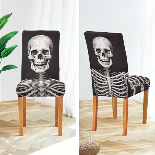Halloween Skeleton Chair Covers Set of 2 for Dining Room and Kitchen