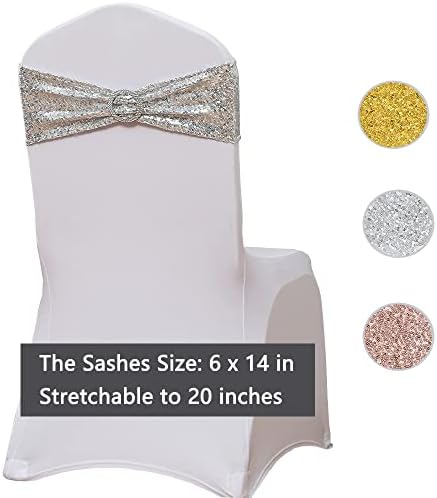 Pack of 50 Spandex Sequin Chair Sashes with Buckles