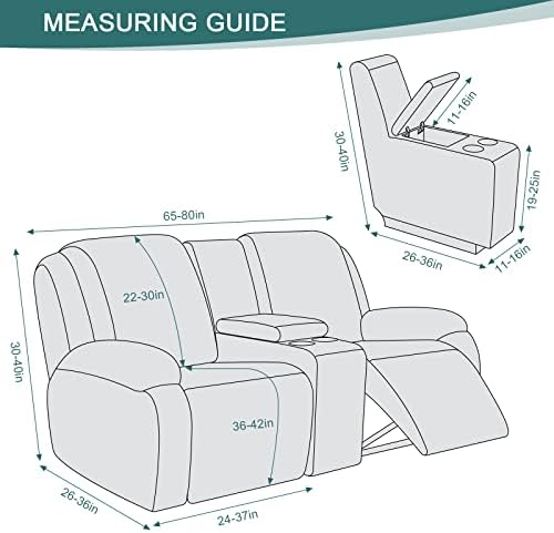 Ruaozz Stretch Recliner Covers with Console 4-Piece Dark Gray