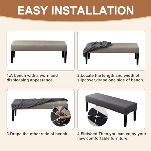 Genina Stretch Dining Bench Cover - Waterproof Jacquard Seat Protector
