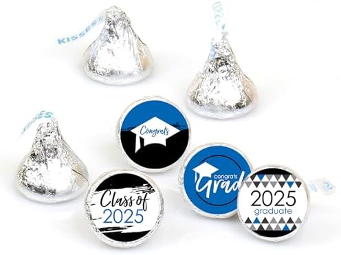 2025 Blue Graduation Round Candy Sticker Favors 1 Sheet of 108