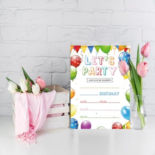 Birthday Invitations with Envelopes 20pcs for Kids Parties