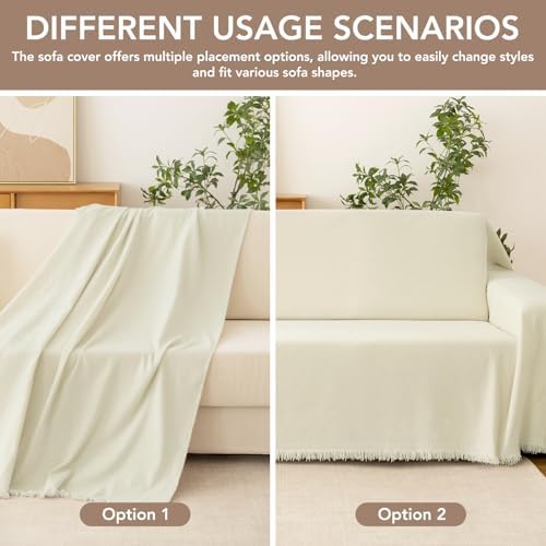 KaviKon Couch Cover for Dogs Boho 3 Cushion Sofa Cover with Tassels