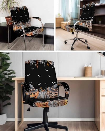 Halloween Office Chair Cover with Armrests Stretchable and Removable