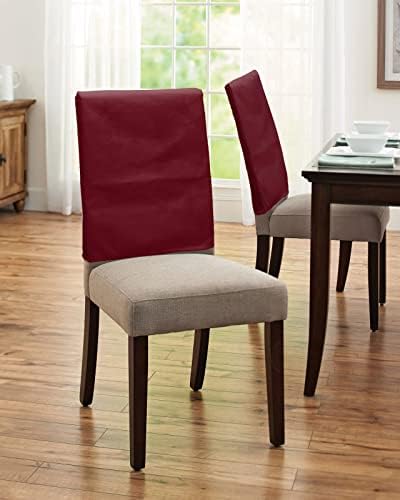 4PCS Wine Red Chair Back Covers Removable and Washable Dining Chair Slipcovers