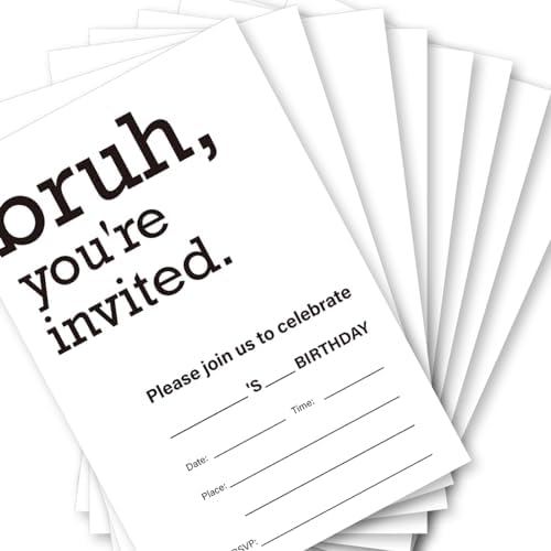 Soiceu Teen Boy Birthday Invitations with Envelopes Set of 20