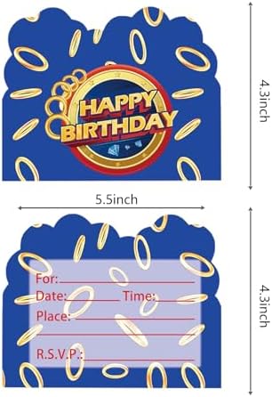 20 Pcs Blue Hedgehog Party Invitation Cards Cartoon Birthday Supplies