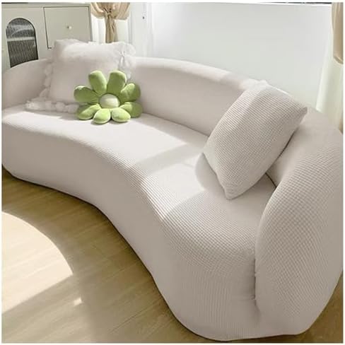 Jacquard Curved Sofa Cover for Living Room White XL 235-300cm