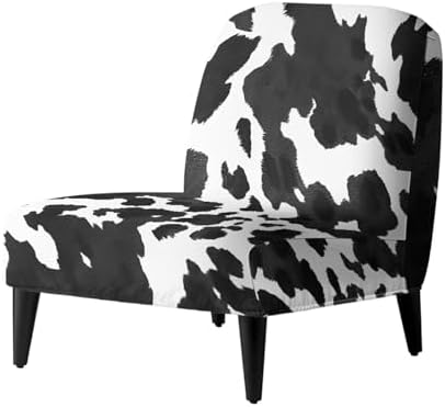 Glenlcwe Black Cowhide Armless Accent Chair Cover 1