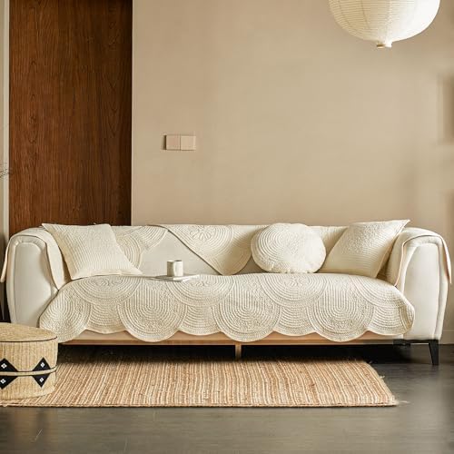vctops Quilted Sofa Cover 100 Cotton Non-Slip Slipcover