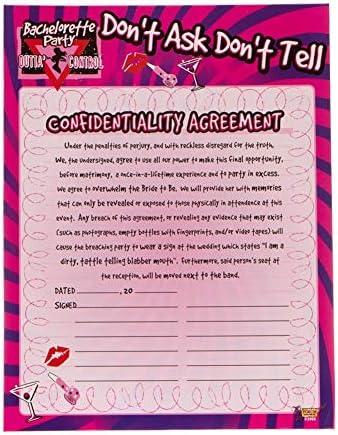 Bachelorette Confidentiality Agreement Party Accessory