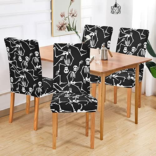 Kigai Dancing Skeletons Chair Covers Set of 4 for Dining Room