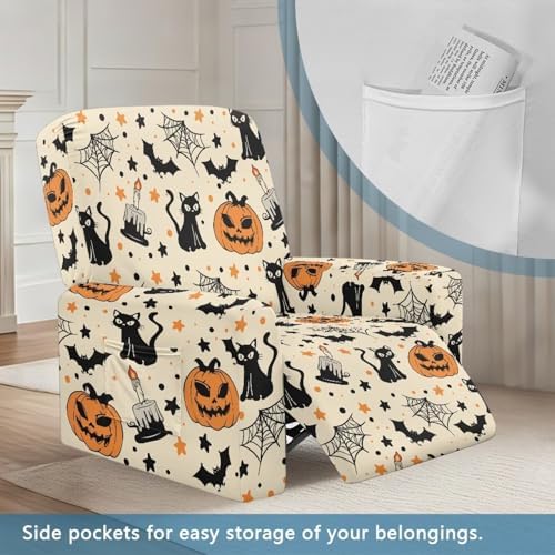 Yuresuaet Cat Pumpkin Halloween Recliner Cover for Elderly and Pets