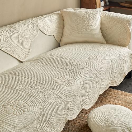 vctops Quilted Sofa Cover 100 Cotton Non-Slip Slipcover