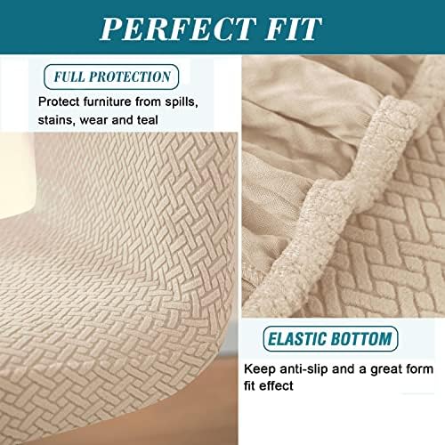 Bar Stool Covers with Backs 4 Pack Stretch Slipcovers Beige