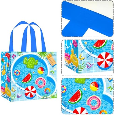 12pcs Pool Party Gift Tote Bags with Handles