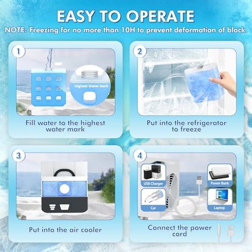 Portable Air Conditioner Fan with Anti-Leakage Ice Cooling 3 Speeds