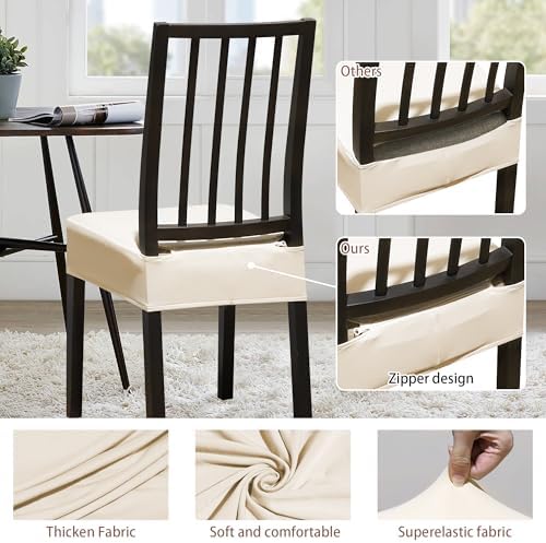 Dining Chair Covers Set of 6 with Zipper Beige