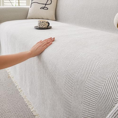 HAOMAIJIA Non Slip Sofa Cover for 3 Cushion Couch 91x150 Off White