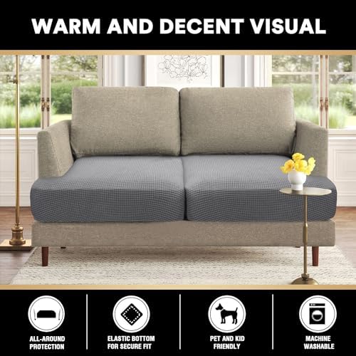 PrinceDeco 2 Piece T-Shaped Sofa Slipcovers with Elastic Bottom