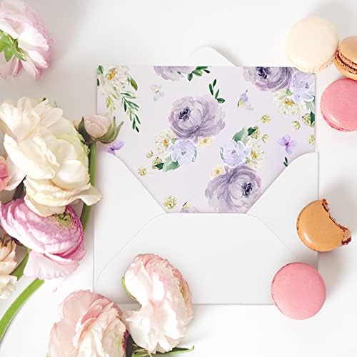 20 Piece Butterfly Purple Floral Invitation Set
