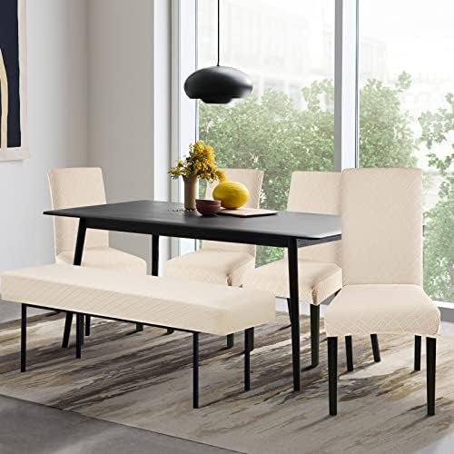SearchI Stretch Dining Bench Cover - Beige