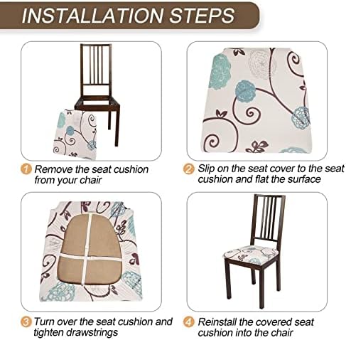 SearchI Stretch Printed Dining Chair Seat Covers Set of 4