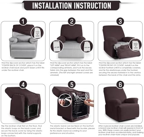 TAOCOCO Recliner Cover 4-Piece Chocolate