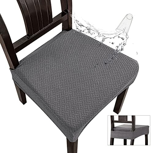 Genina Waterproof Dining Chair Seat Covers 4 PCS Grey Back Covered