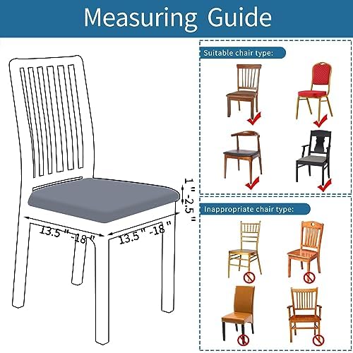 Smiry Dining Chair Covers Set of 6 Stretch Jacquard Grey