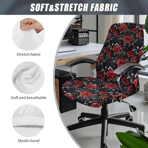 Talayituse Rose Spider Web Print Chair Covers for Office and Home Use