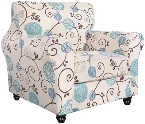 SearchI Stretch Armchair Slipcover Set with Cushion Covers Floral Pattern