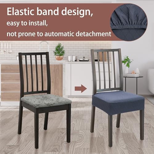 Dining Chair Covers Set of 4 Stretch Jacquard Removable Washable Grey